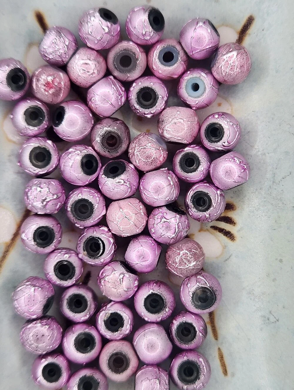 Purple Spectra Crackle Foil Metallic Beads 6mm 50 Pcs Rare #162